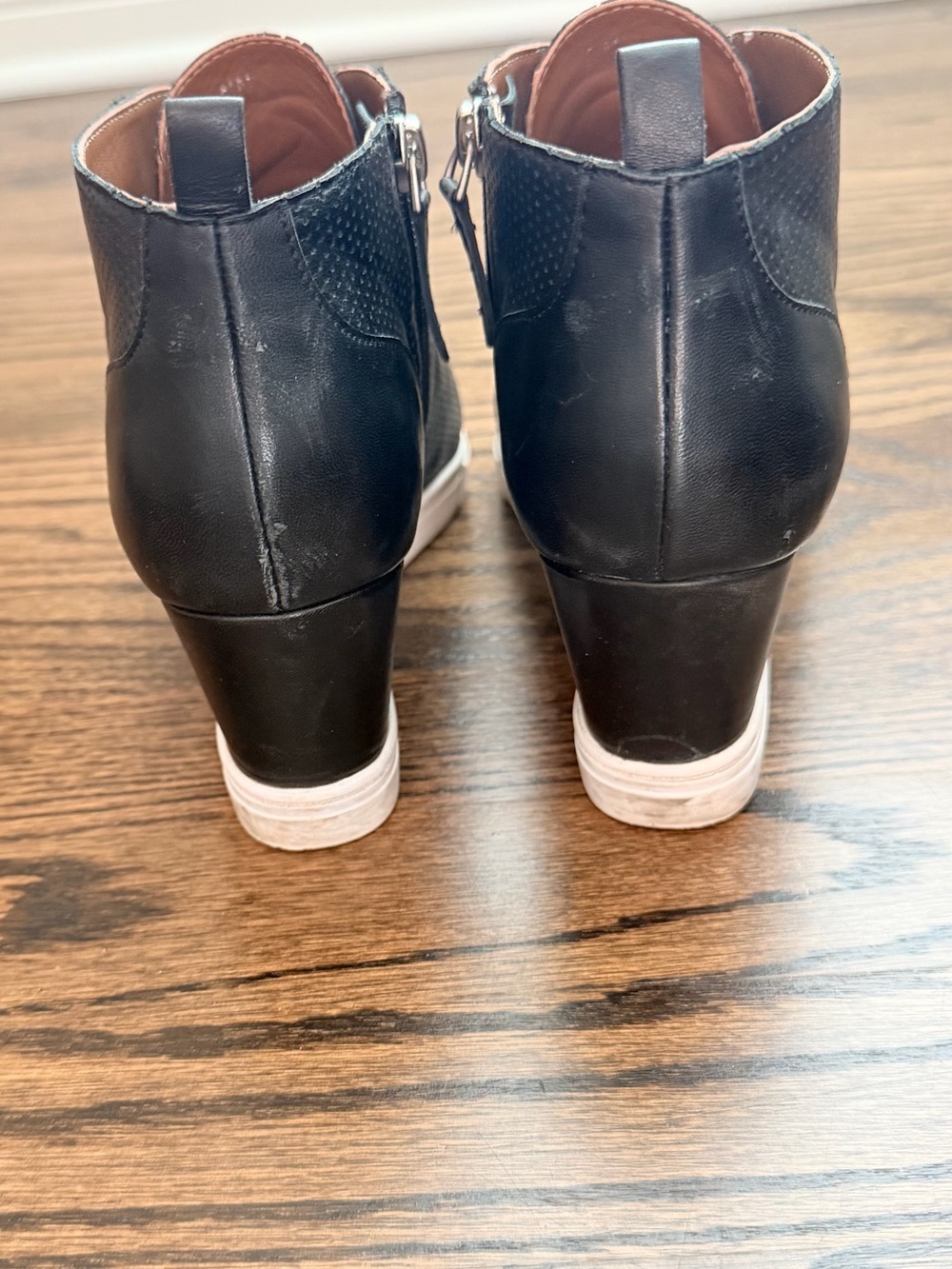 Paolo Black Perforated Wedge Sneakers with White Sole - size 8.5 - Picture 6 of 6